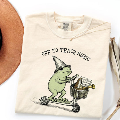 Funny Frog Off to Teach Music T Shirt