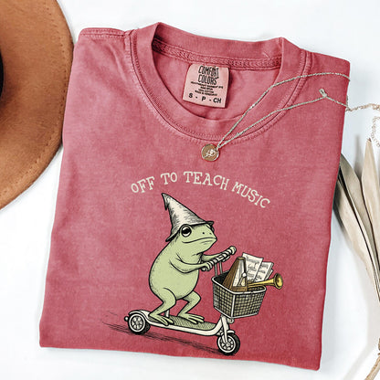 Funny Frog Off to Teach Music T Shirt