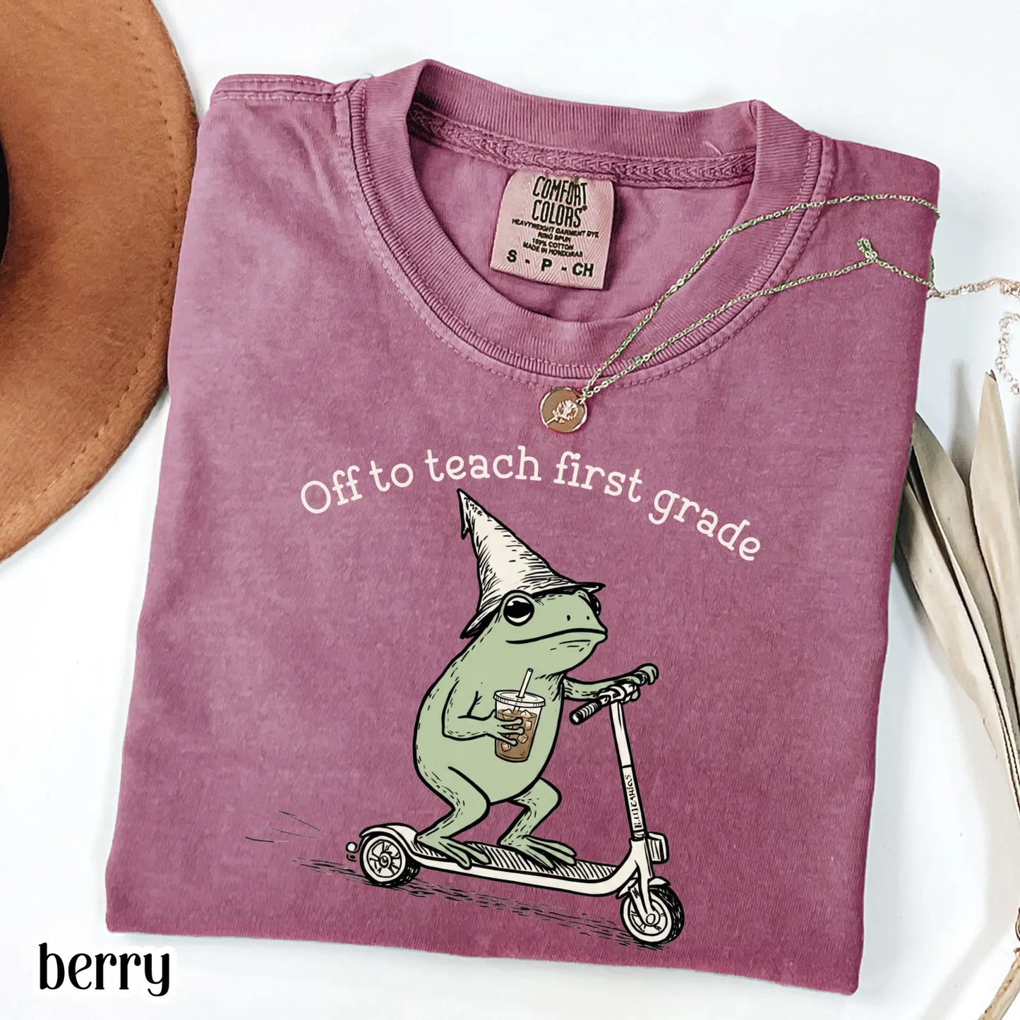 Funny Frog Off to Teach Frist Grade T Shirt