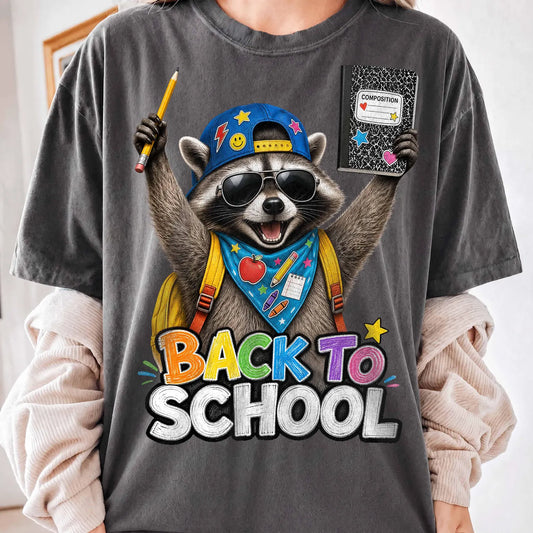 Funny Cool Raccoon Boy Kids First Day of School Shirt