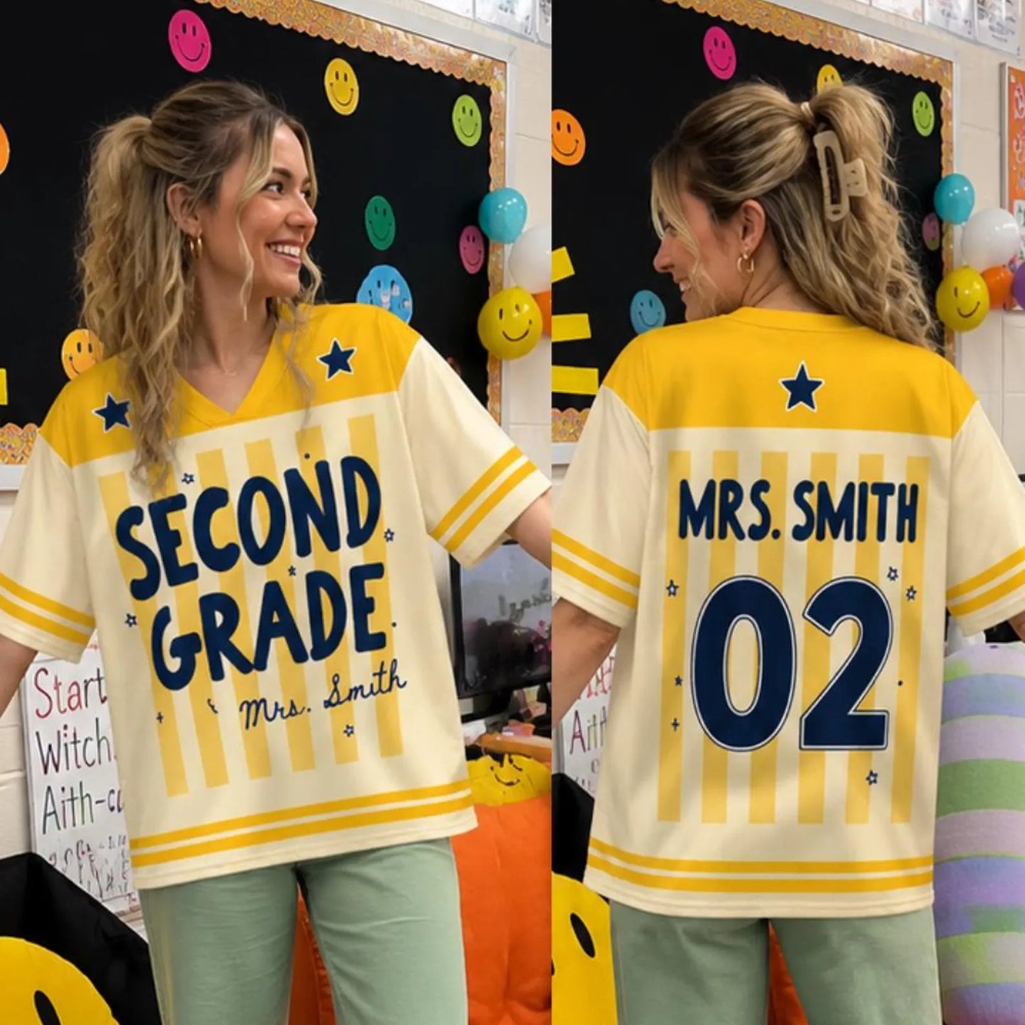 Custom School Spirit Jersey, Elementary Teacher Gift