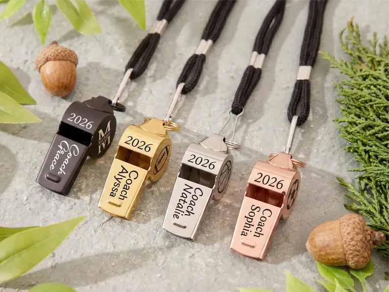 Personalized Coach Whistle 2026,Engraved Sports Team Gift, Teacher Appreciation Necklace, Back to School