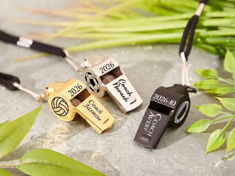 Personalized Coach Whistle 2026,Engraved Sports Team Gift, Teacher Appreciation Necklace, Back to School