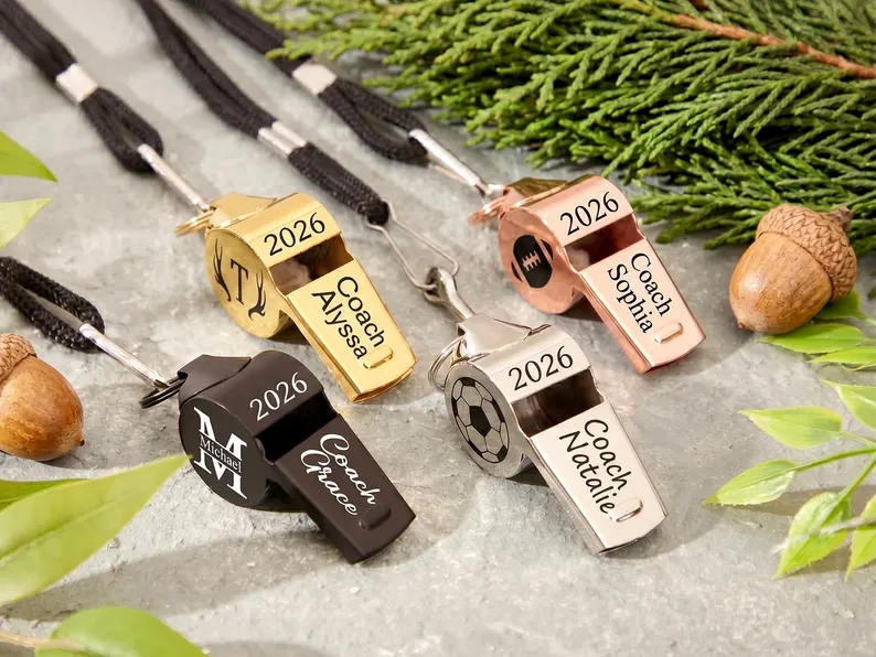 Personalized Coach Whistle 2026,Engraved Sports Team Gift, Teacher Appreciation Necklace, Back to School