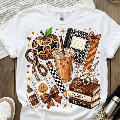 Leopard Teacher Back to School Graphic Shirt – Teach Inspire Love Crewneck