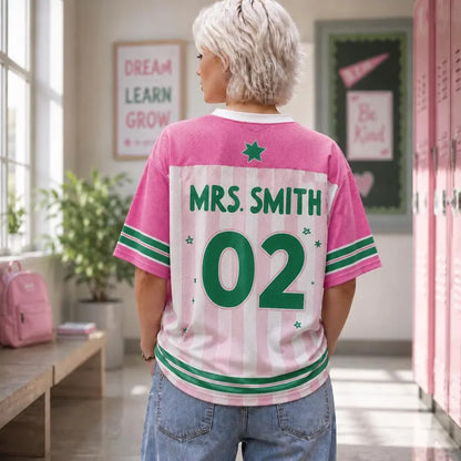 Second Grade Teacher Pink Jersey Shirt – Back to School Teacher Game Day Tee
