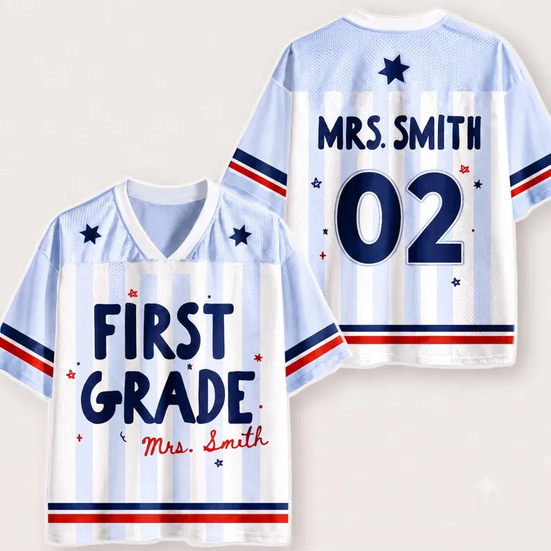 Second Grade Teacher Pink Jersey Shirt – Back to School Teacher Game Day Tee