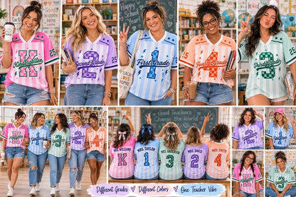 Second Grade Teacher Jersey Shirt – Retro Purple Back to School Football Style Teacher Gift