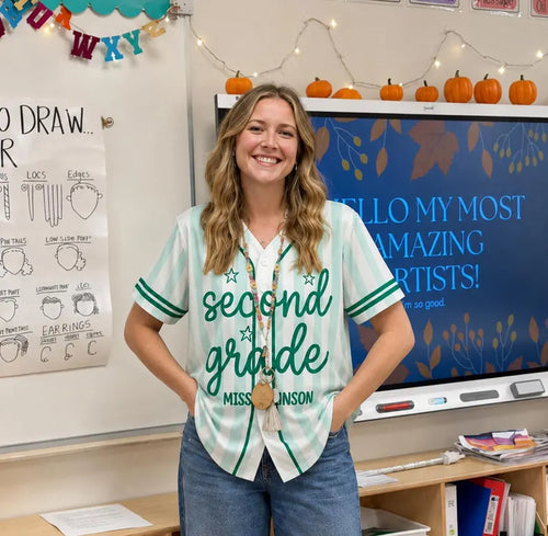 Custom Second Grade Teacher Jersey Shirt – Cute Back to School Teacher Gift