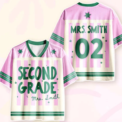 Second Grade Teacher Pink Jersey Shirt – Back to School Teacher Game Day Tee