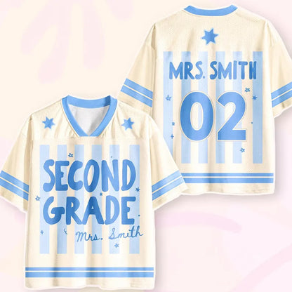 Second Grade Teacher Pink Jersey Shirt – Back to School Teacher Game Day Tee