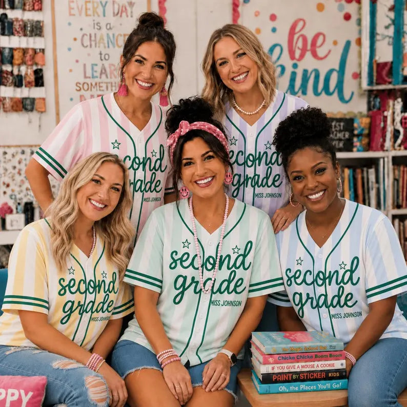 Custom Second Grade Teacher Jersey Shirt – Cute Back to School Teacher Gift