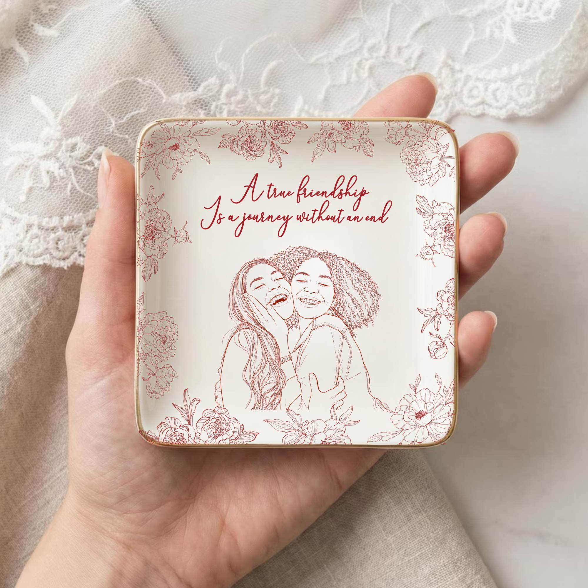 Customized Photo Ring Dish Gift For Friends, Soul Sisters - Personalized Photo Jewelry Dish