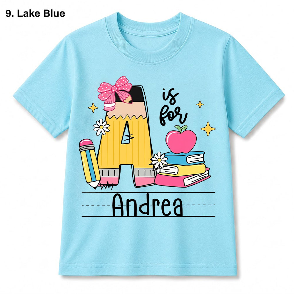 Personalized Preschool Alphabet Shirt, Custom Name Back To School Tee