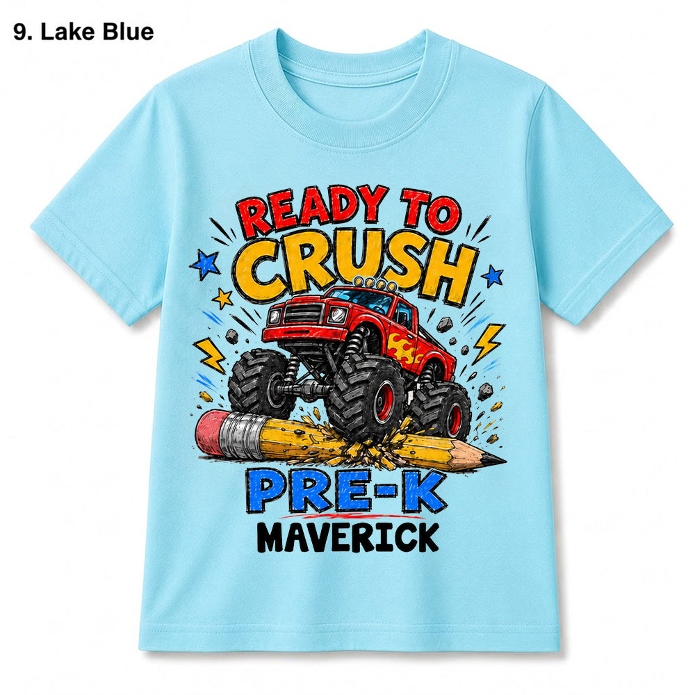 Ready To Crush Pre-K Monster Truck Shirt, Personalized Back To School Tee