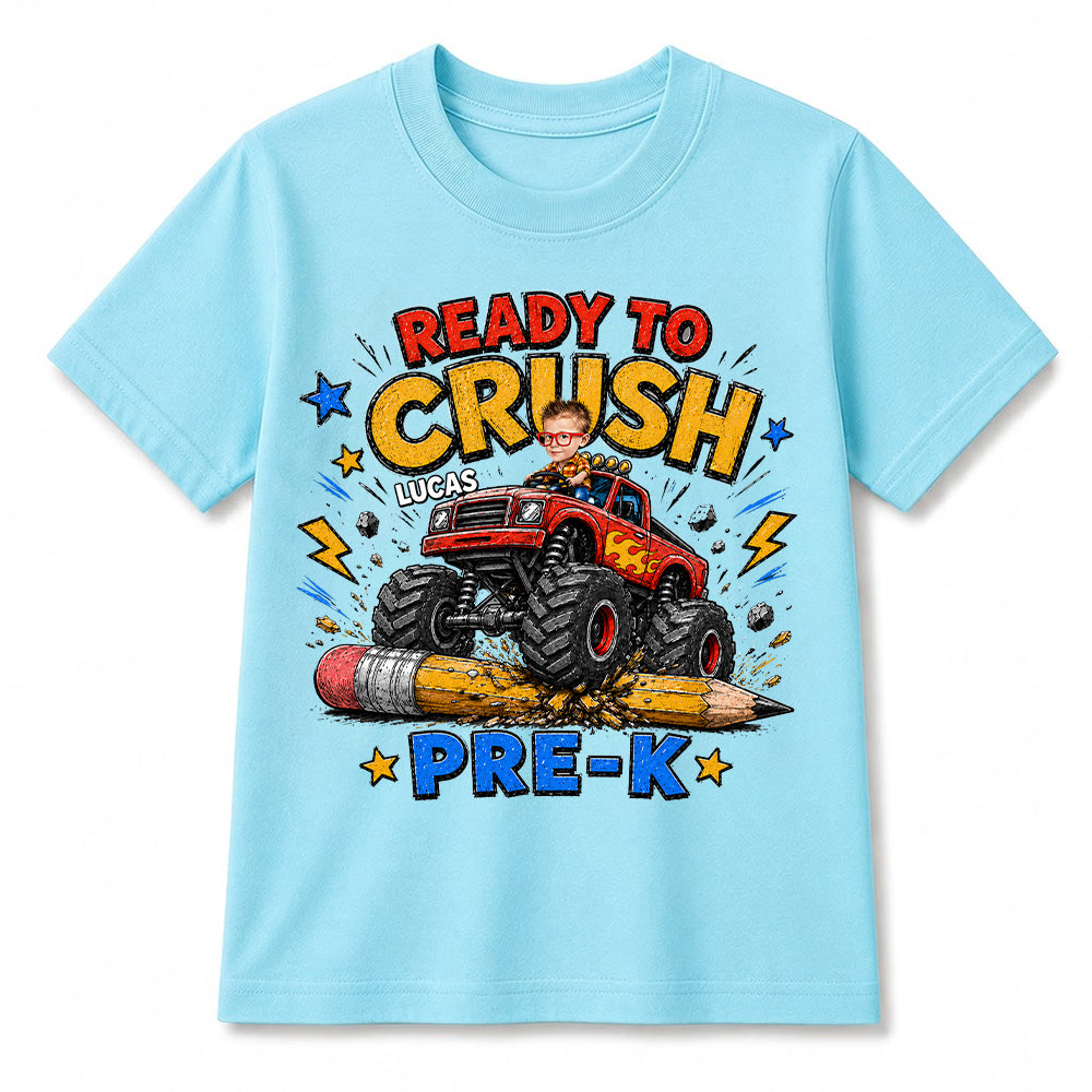 Back to School Personalized Monster Truck Shirt, Custom photo