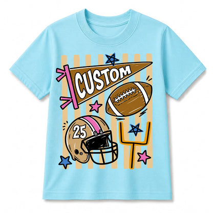 Personalized Custom Football T-Shirt for Kids, Custom Name & Number Youth Football Shirt