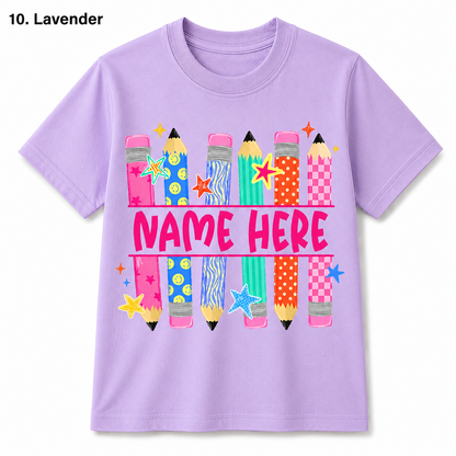 Personalized Back To School Pencil Kids T Shirt Custom Name Gift