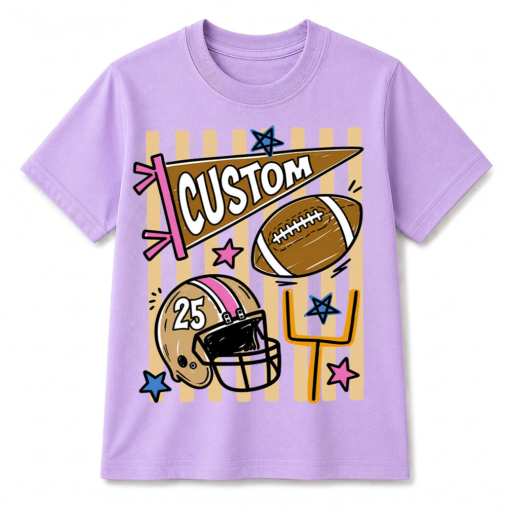 Personalized Custom Football T-Shirt for Kids, Custom Name & Number Youth Football Shirt