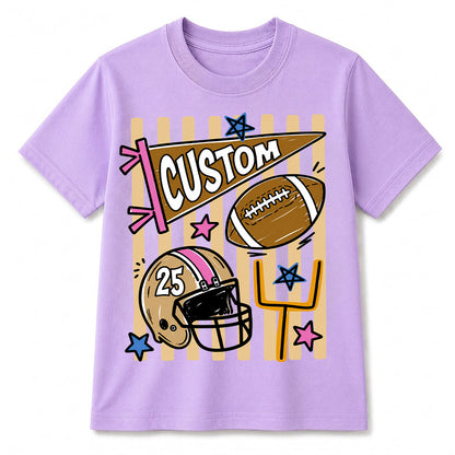 Personalized Custom Football T-Shirt for Kids, Custom Name & Number Youth Football Shirt