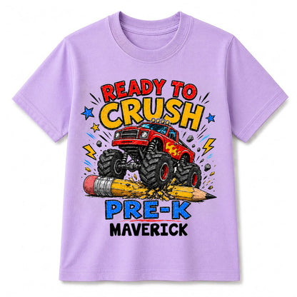 Ready To Crush Pre-K Monster Truck Shirt, Personalized Back To School Tee