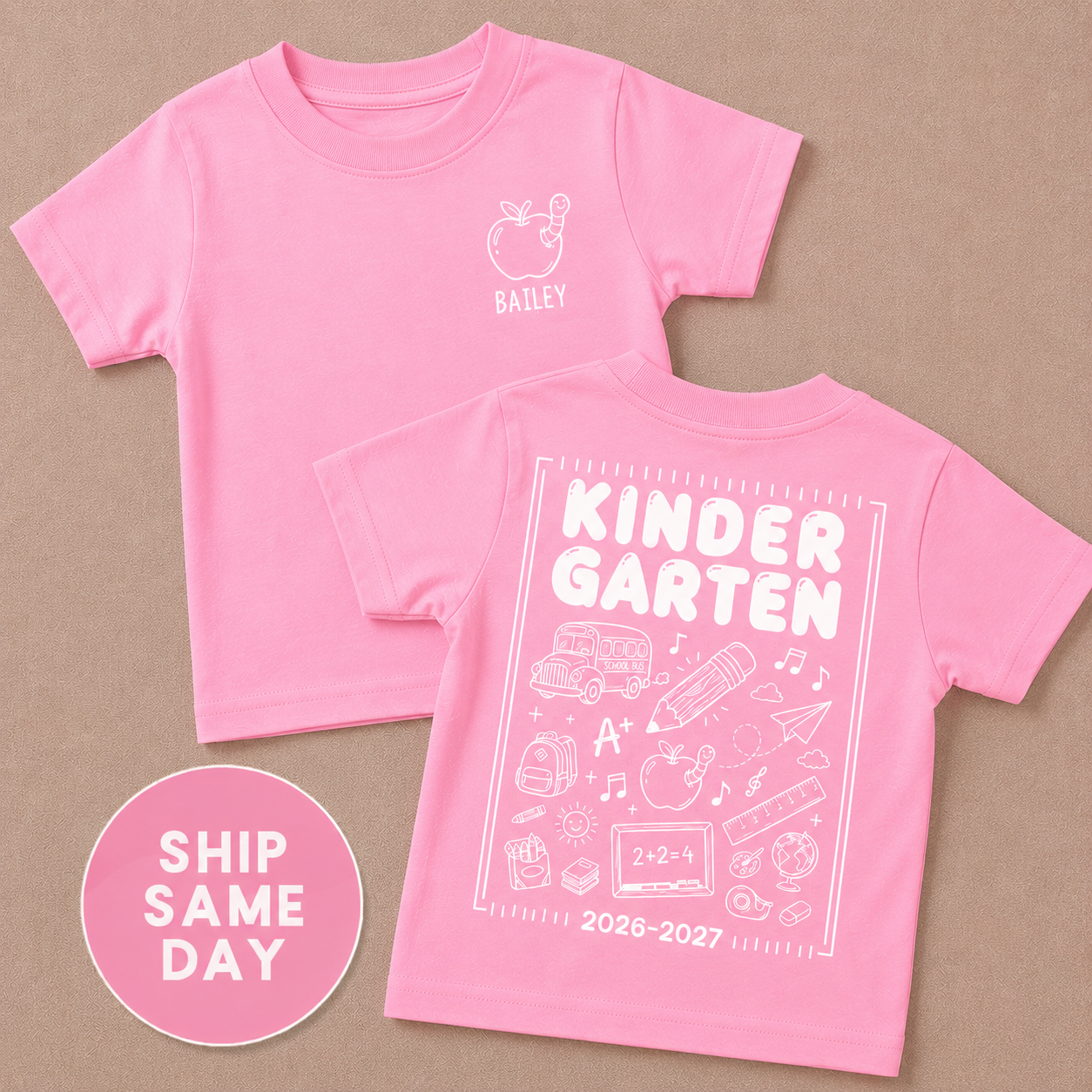 Personalized Kindergarten Shirt | First Day of School Tee for Kids