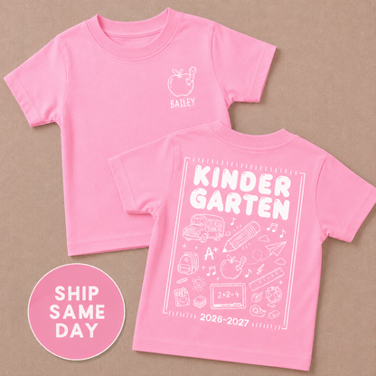 Personalized Kindergarten Shirt | First Day of School Tee for Kids