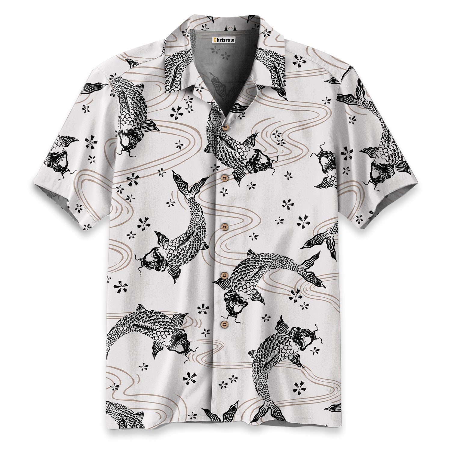 Chrisraw Black Koi And White Koi Hawaiian Shirt