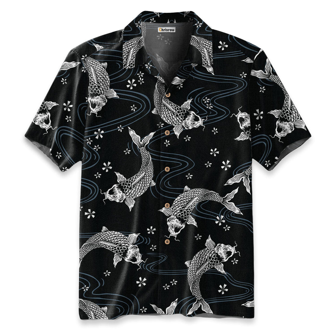 Chrisraw Black Koi And White Koi Hawaiian Shirt