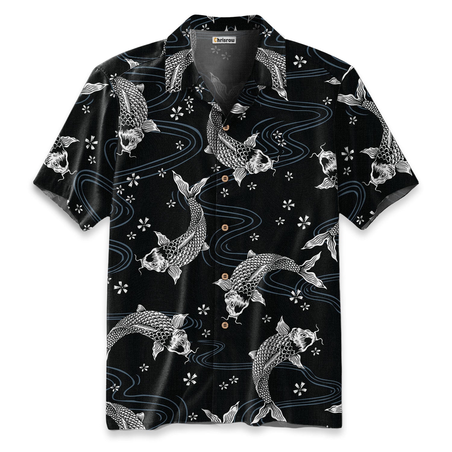 Chrisraw Black Koi And White Koi Hawaiian Shirt
