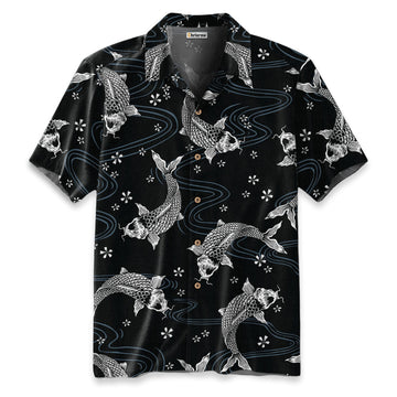 Chrisraw Black Koi And White Koi Hawaiian Shirt