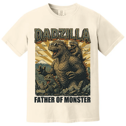 Personalized Dadzilla T-Shirt - Custom Kids Names Dad Shirt,Father Day Gifts for Dad Funny Papa Tshirt Cool Daddy Dinosaur Tee Vr2