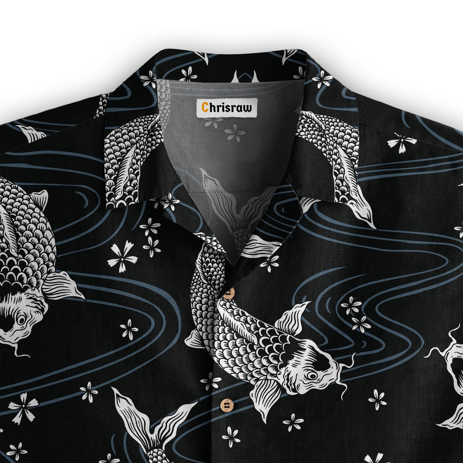 Chrisraw Black Koi And White Koi Hawaiian Shirt