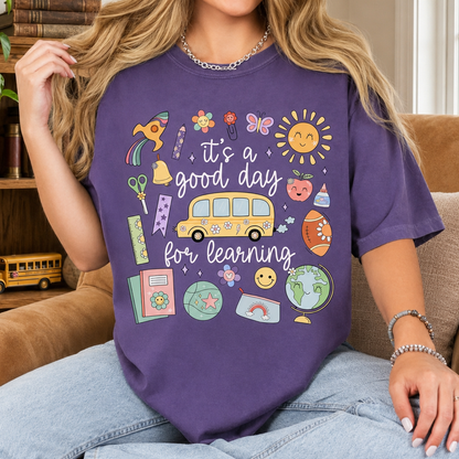 It’s A Good Day For Learning Teacher Shirt – Cute Retro Back To School T-Shirt,Comfort Colors,Doodle T-Shirt, Whimsical, Teacher Gift