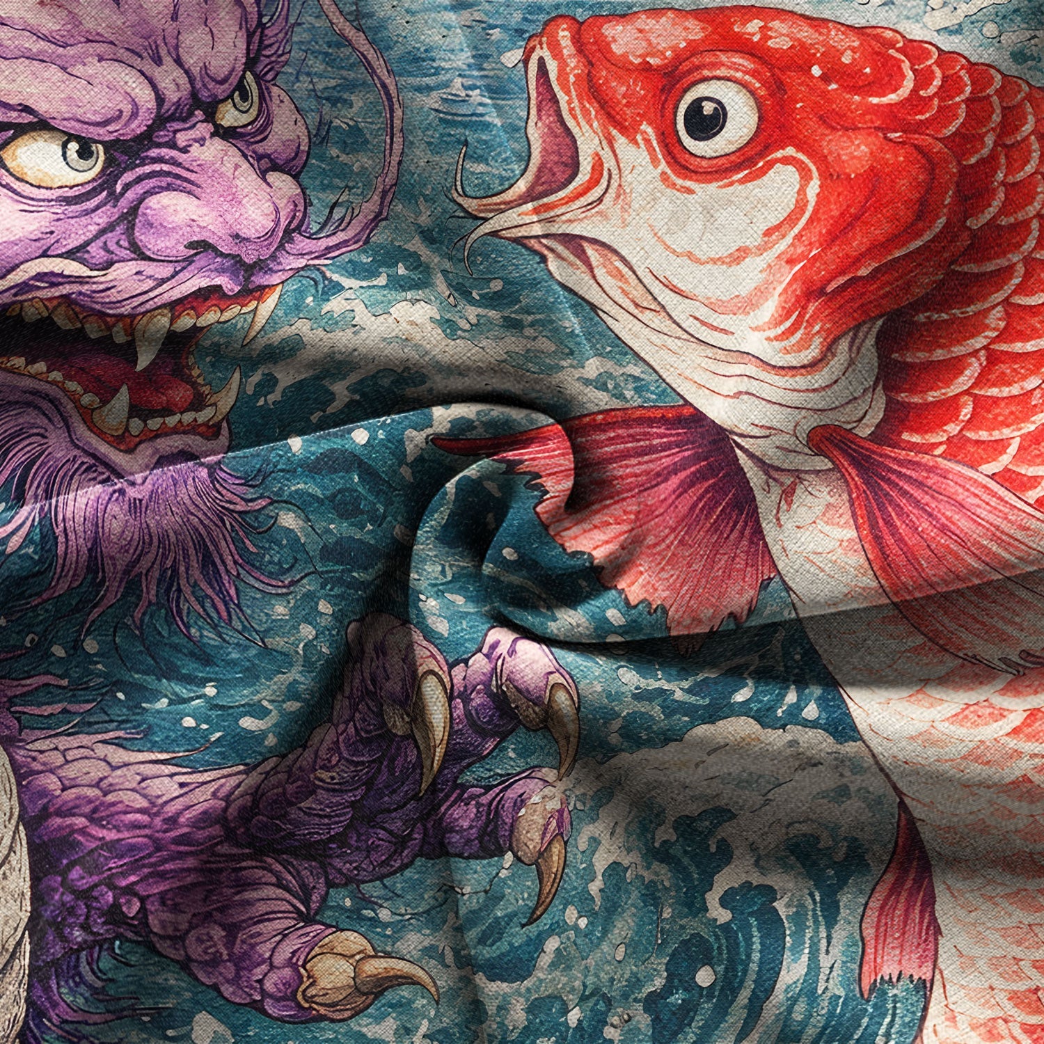Chrisraw Dragon And Koi In The Wavesi Hawaiian Shirt
