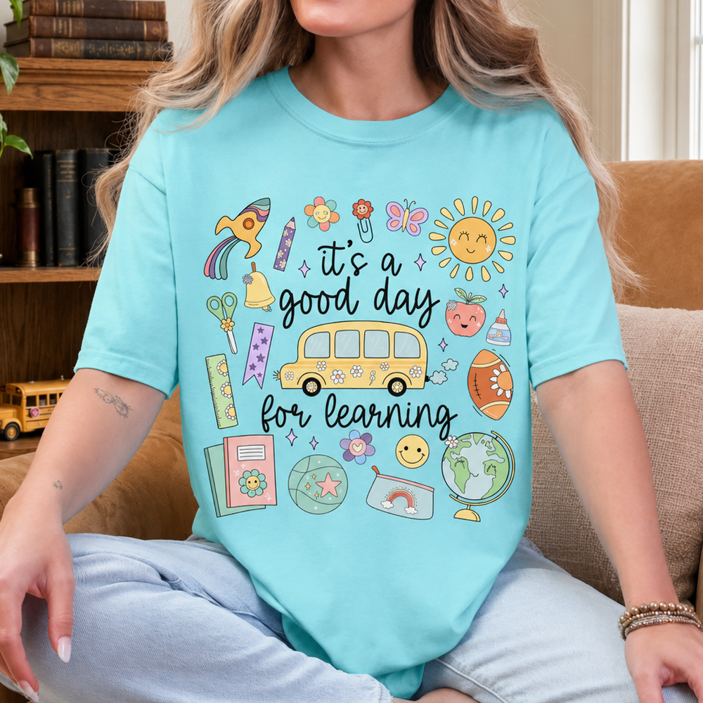 It’s A Good Day For Learning Teacher Shirt – Cute Retro Back To School T-Shirt,Comfort Colors,Doodle T-Shirt, Whimsical, Teacher Gift