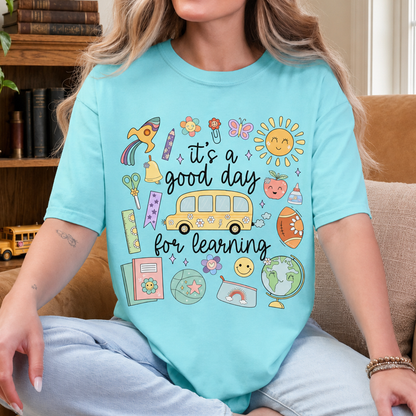 It’s A Good Day For Learning Teacher Shirt – Cute Retro Back To School T-Shirt,Comfort Colors,Doodle T-Shirt, Whimsical, Teacher Gift