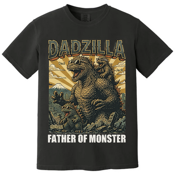 Personalized Dadzilla T-Shirt - Custom Kids Names Dad Shirt,Father Day Gifts for Dad Funny Papa Tshirt Cool Daddy Dinosaur Tee Vr2