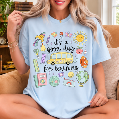 It’s A Good Day For Learning Teacher Shirt – Cute Retro Back To School T-Shirt,Comfort Colors,Doodle T-Shirt, Whimsical, Teacher Gift