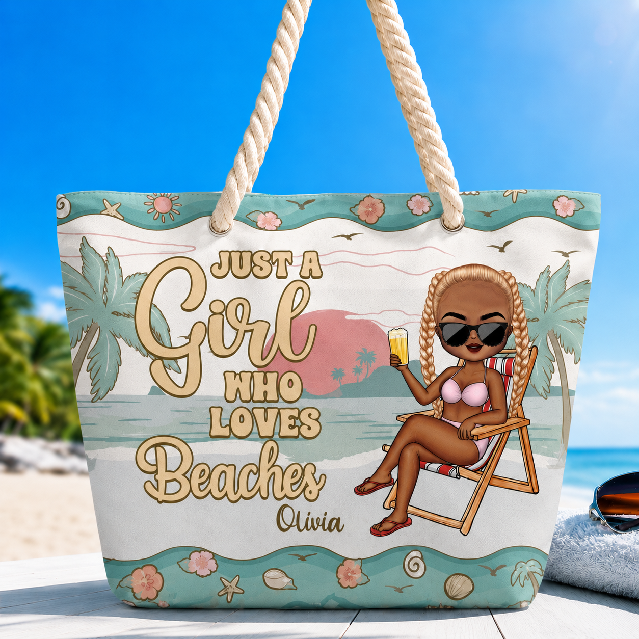 Just A Girl Who Loves Beaches - Personalized Beach Bag