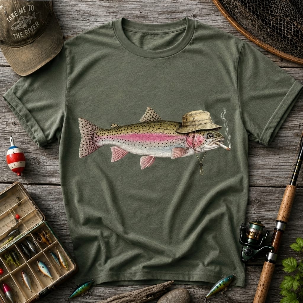 Funny Rainbow Trout Fishing T Shirt | Vintage Trout Graphic Tee