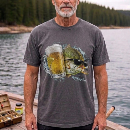 Funny Bass Fishing T Shirt | Beer Loving Fish Graphic Tee