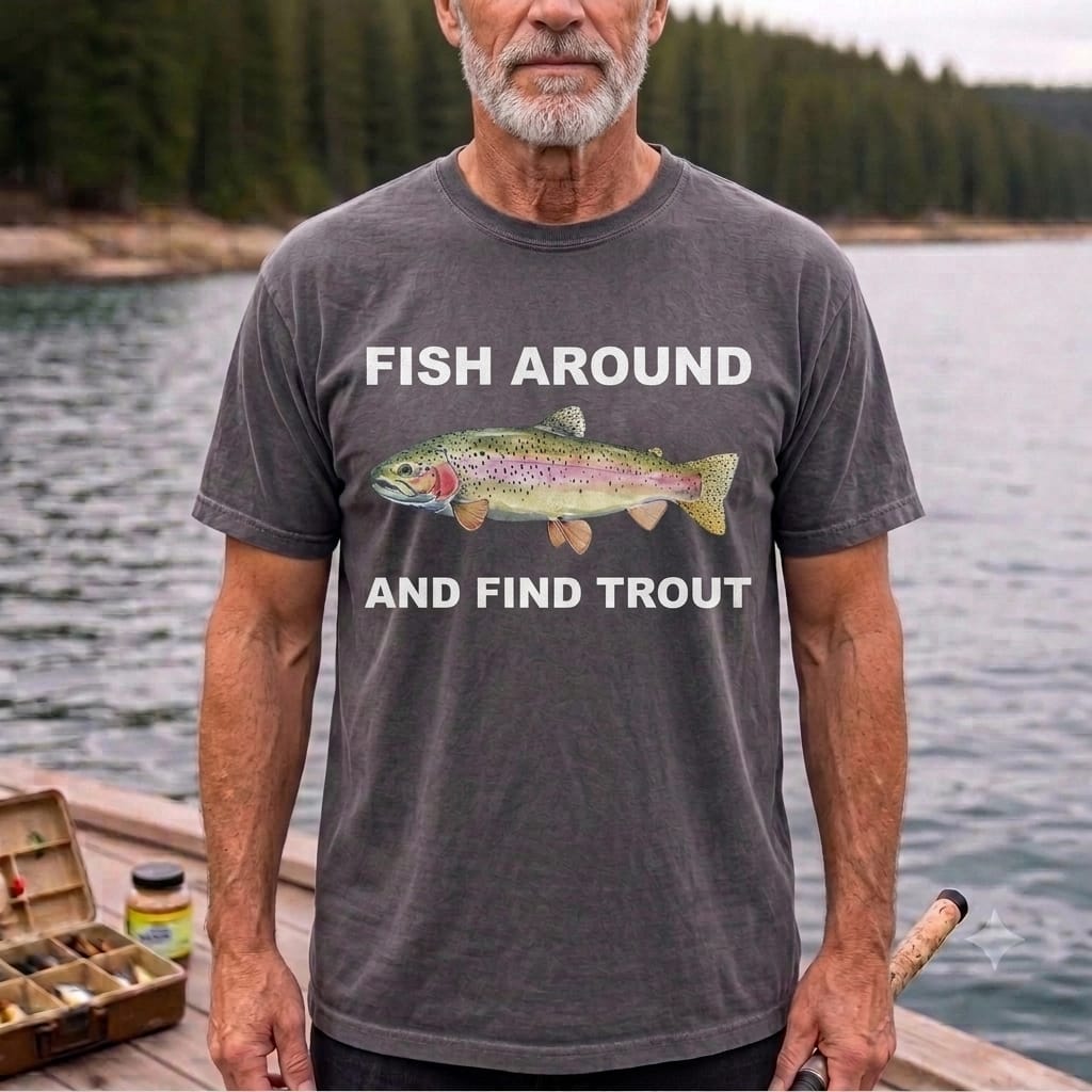 Fish Around And Find Trout Funny Rainbow Trout Fishing T Shirt