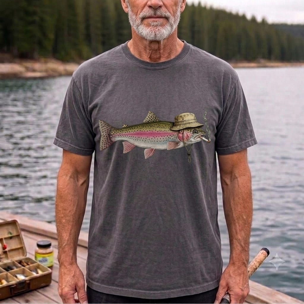 Funny Rainbow Trout Fishing T Shirt | Vintage Trout Graphic Tee