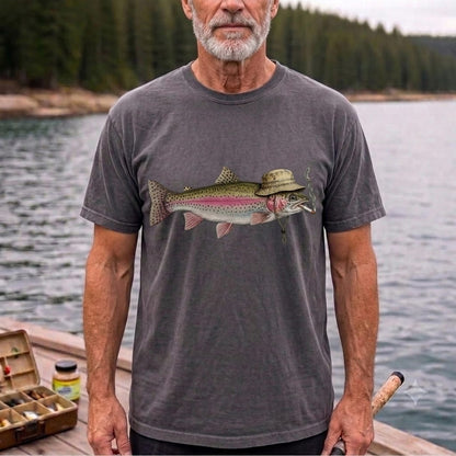 Funny Rainbow Trout Fishing T Shirt | Vintage Trout Graphic Tee