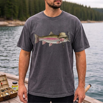 Funny Rainbow Trout Fishing T Shirt | Vintage Trout Graphic Tee