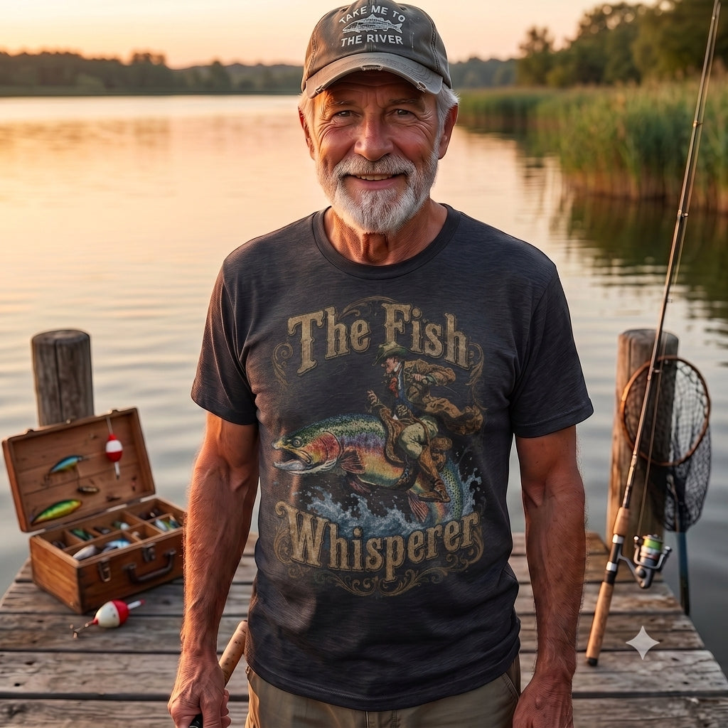 The Fish Whisperer Vintage Fishing T Shirt | Trout Angler Graphic Tee