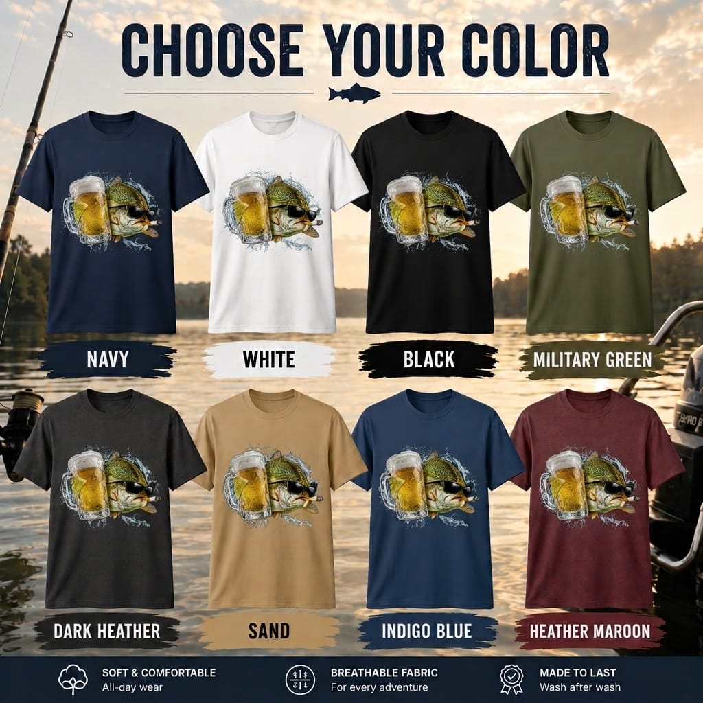 Funny Bass Fishing T Shirt | Beer Loving Fish Graphic Tee