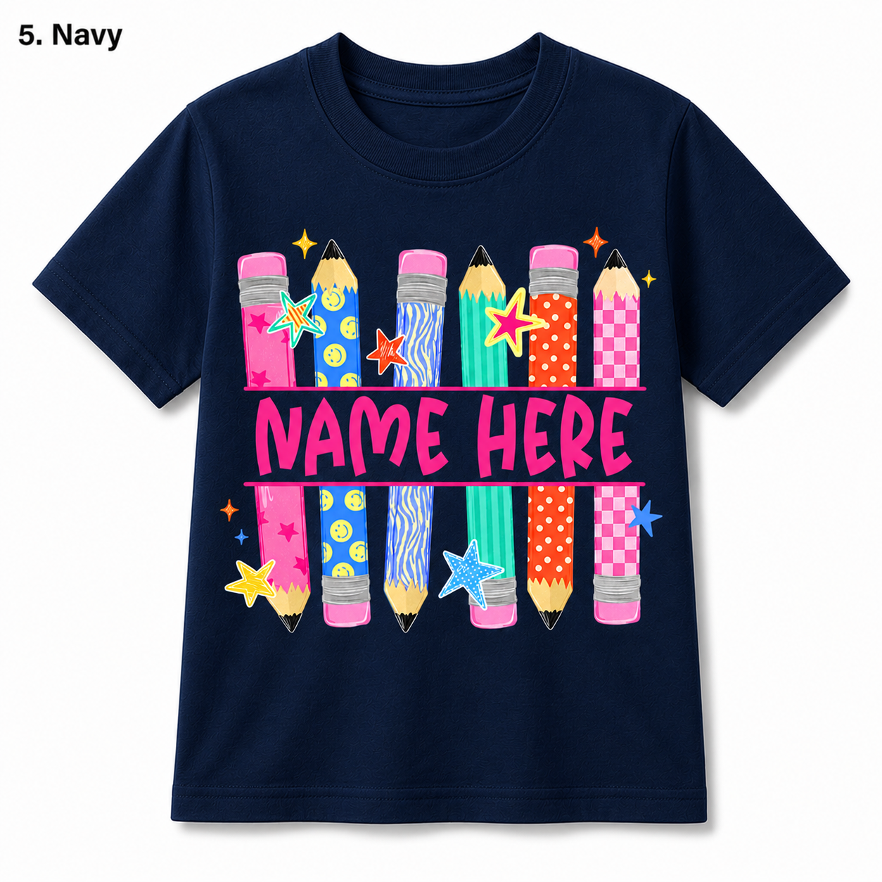 Personalized Back To School Pencil Kids T Shirt Custom Name Gift