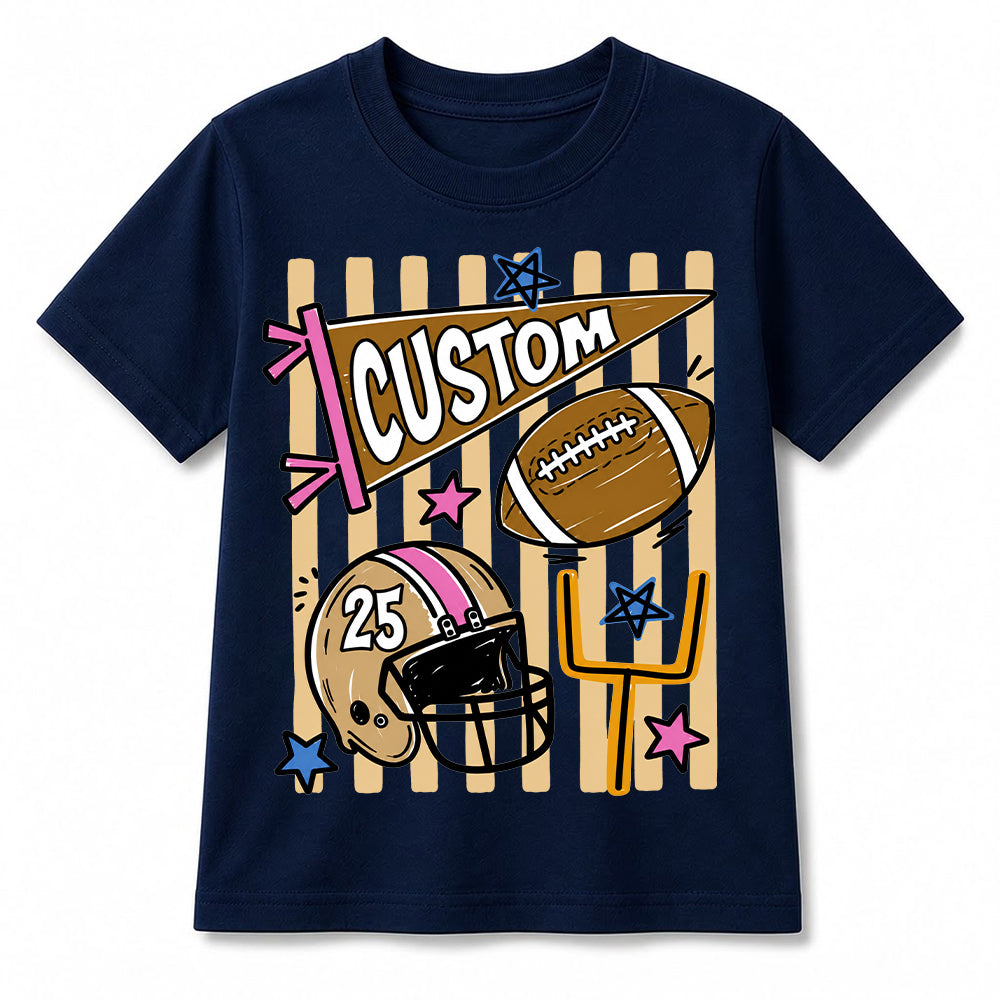 Personalized Custom Football T-Shirt for Kids, Custom Name & Number Youth Football Shirt